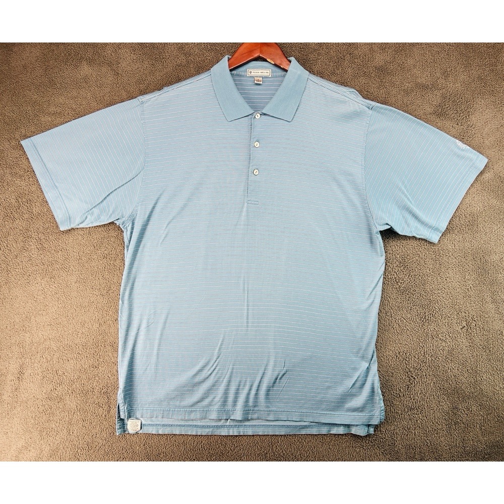 Country Club Of The Rockies Peter Millar Men's Green Striped Golf Polo Shirt